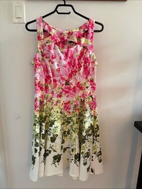 Gabby Skye Pink & Green Floral Midi Dress